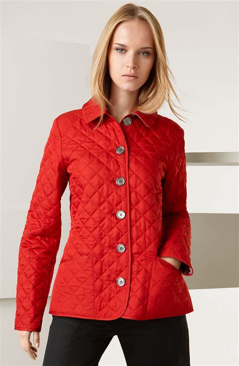 burberry red quilted jacket street style|Burberry quilted jacket nordstrom.